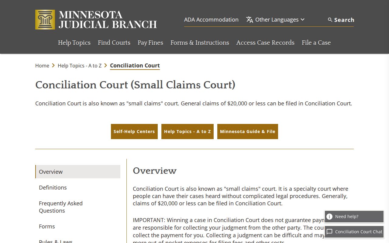 Clay County civil docket Conciliation Court information